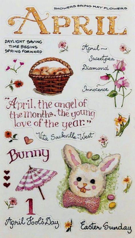 Spring Calendar Ideas, Susan Branch Printables, April Stickers, Susan Branch Blog, Susan Branch, Vintage Holiday Cards, Month Of April, Branch Art, Spring Forward