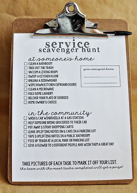 Service Scavenger Hunt with Printables Group Games For Women, Kindness Scavenger Hunt, Service Scavenger Hunt, Games For Women, Scavenger Hunt Ideas, Community Service Ideas, Mutual Activities, Youth Group Activities, Church Youth Group