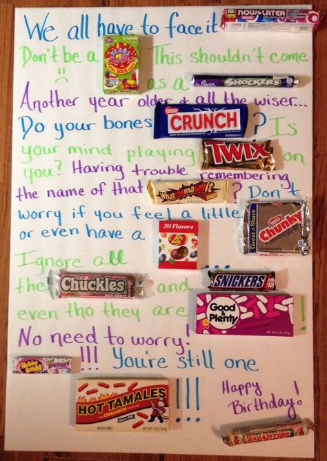 Candy bar birthday poster card | Birthday candy, Candy bar birthday ... Candy Poster Board, Candy Bar Poems, Candy Bar Cards, Candy Birthday Cards, Birthday Poster Diy, Candy Bar Poster, 60th Birthday Poster, Diy Candy Bar, Homemade Birthday Gifts