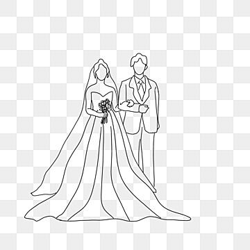 Married Drawing Couple, Cute Wedding Drawings Couple, One Line Wedding Drawing, Marriage Drawing Couple, Bride And Groom Line Art, Propose Drawing, Husband And Wife Drawing, Wedding Couple Line Art, Wedding Drawing Easy