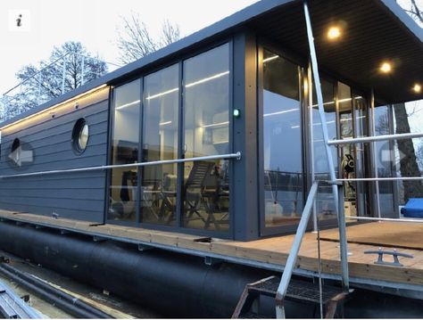 Boathouse Design, House Boats For Sale, Narrowboat Interiors, Canal Barge, Floating Homes, Floating Boat, Gimme Shelter, Boat Shed, Living On A Boat