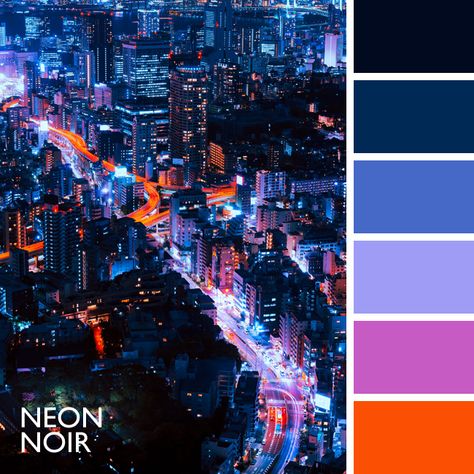 Neon Noir colour palette by Agatha Grayce. Original photo by Pawel Nolbert (Unsplash License). Neon Colour Palette, Icon Set Design, City And Colour, Neon Noir, Noir Color, Color Palate, Boss Quotes, Creative Colour, Color Inspo