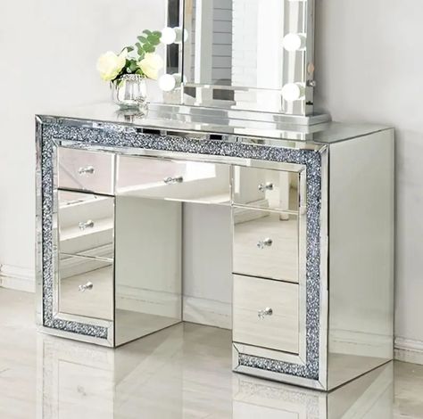 Small Dressing Table, Crushed Diamonds, Personal Grooming, Dressing Mirror, Grooming Routine, Extra Storage, Dressing Table, Dressing Room, Stunning Dresses