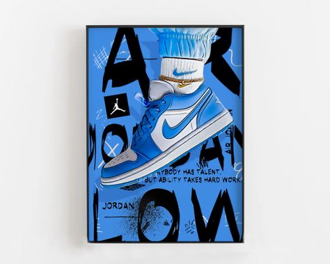 Jordan Bleu, Jordan Poster, Nike Art, Sneaker Art, Art Pop, Glass Wall Art, Designer Collection, Nike Air Jordan, Glass Wall