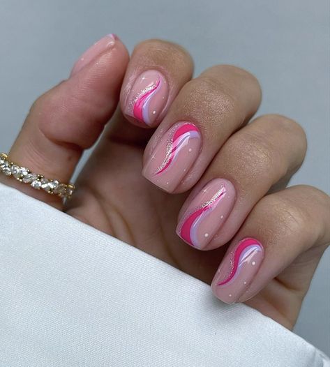 Swirly Nail Designs, Girls Nails, Pink Nails, Nail Inspo, Nail Designs, Nail Art, Nails, Pink, Art