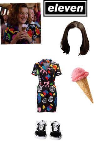 Eleven | ShopLook Eleven Season 4 Outfit, Eleven Diy Costume, Eleven From Stranger Things Costume, Eleven Costume Stranger Things, Eleven Halloween Costume Season 3, Stranger Things Halloween Costume, Millie Bobby Brown Movies, Shoes Png, Stranger Things Outfit