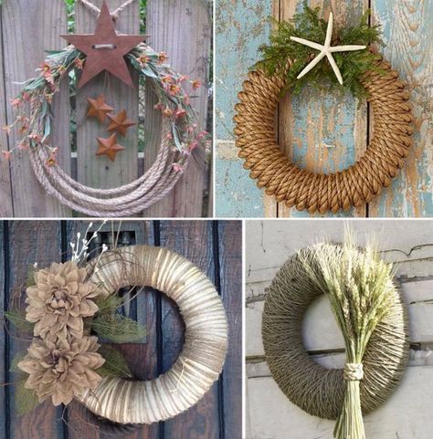 Ways to use rope to create backyard decor Recycle Projects, Coffee Table Pictures, Diy Ottoman, Honey Bee Decor, Pergola Ideas, Rope Decor, Wooden Spools, Recycled Projects, Bee Crafts