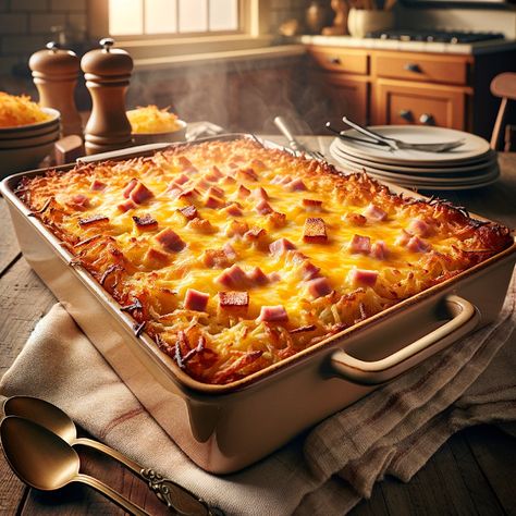 Cooking up Joy - Made with love: Cheesy Ham and Hash Brown Casserole Homemade White Sauce, Ancient Clothes, Cheesy Ham, Fantasy Food, Fresh Potato, Hash Brown Casserole, How To Cook Ham, Hash Brown, Persian Food