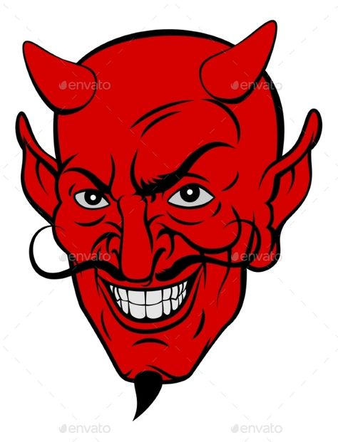 Red devil satan or Lucifer demon cartoon face with horns and a goatee beard Devil Cartoon, Beard Illustration, Devil Face, Face Outline, Cartoon Face, Arte Punk, Dc Comics Characters, Cartoon Faces, Cartoon Drawing