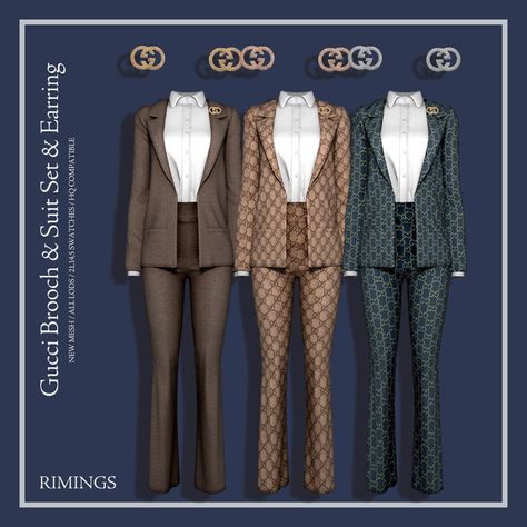 [RIMINGS] Gucci Brooch & Suit Set & Earring | RIMINGS on Patreon Sims 4 Suit Cc, Sims 4 Suit, Gucci Brooch, Sims 4 Free Mods, Lotes The Sims 4, Sims 4 Traits, The Sims 4 Pc, Sims 4 Cc Shoes, Pelo Sims