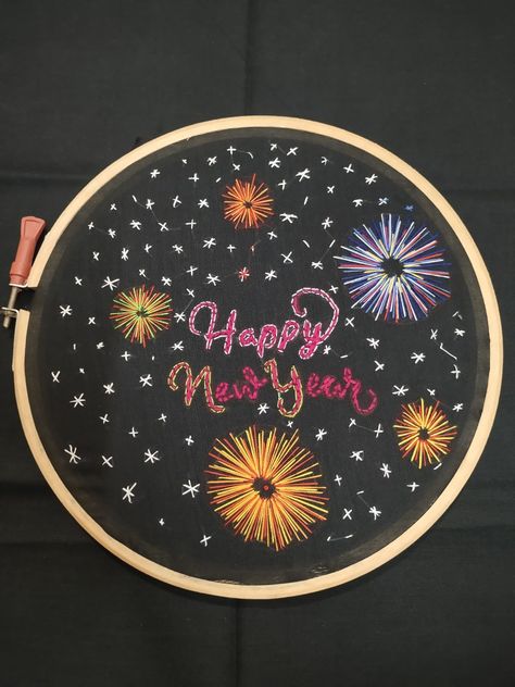 New year embroidery hoop.. embroidery art New Years Embroidery, New Year Embroidery, Year Embroidery, Embroidery Hoop Art Diy, Happy New Year 2023, New Year 2023, New Year Greetings, New Year Wishes, Aari Work