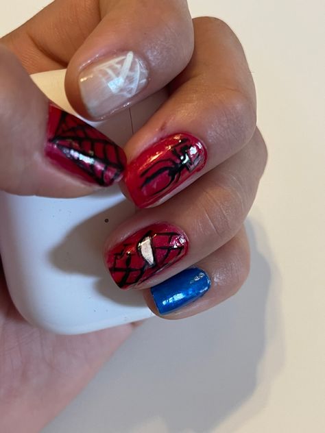 Short nails , inspo im not a pro Short Nails Inspo, Spiderman Nails, Nails Inspo, Short Nails, Spiderman, Nails, Beauty