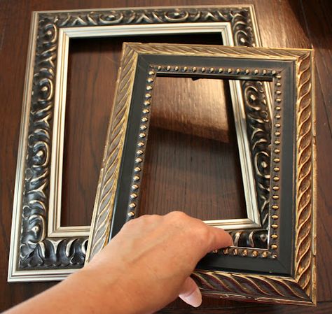 How to Revamp Old Frames {Trash to Treasure} I love wide picture frames so this is great! Frames For Couples, Repurpose Picture Frames, Picture Frame Crafts, Antique Picture Frames, Old Picture Frames, Picture Frame Decor, Diy Picture Frames, Antique Pictures, Furniture Redo