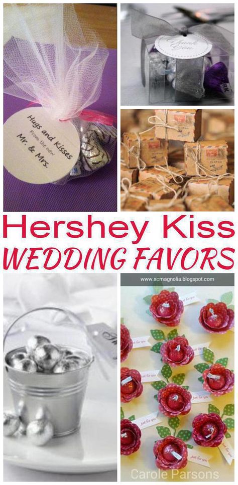 Wedding Favors! The best Hershey Kiss candy wedding favor ideas! Choose from goodie bag ideas to mason jar ideas to treat bags and more. Brides and grooms will love to give any of the Hershey Kiss wedding favors for their guest to take home as a little gift. Find amazing and unique Hershey Kisses wedding favors now! Wedding Favors Hershey Kisses, Kisses Wedding Favors, Wedding Hershey Kisses, Hershey Kisses Favors, Wedding Table Centerpieces Diy, Vintage Wedding Favors, Wedding Favors Diy, Homemade Wedding Favors, Summer Wedding Guest Dress