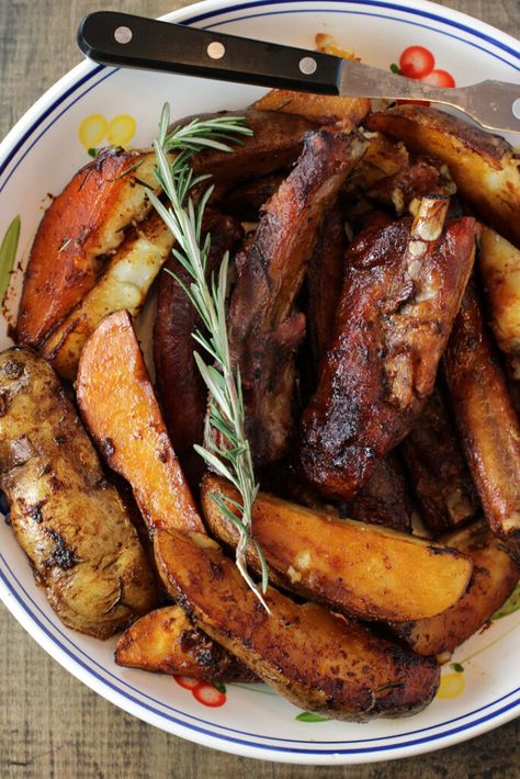 Ribs And Potatoes, Spicy Ribs, Lidias Italy Recipes, Spicy Vinegar, Lidia's Recipes, Tomato Risotto, Stuffed Peppers Turkey, Lidia Bastianich, Pork Spare Ribs