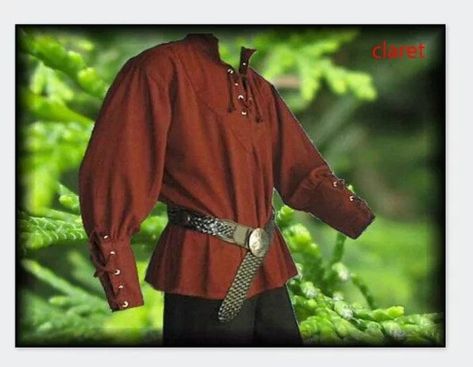 Men Medieval Renaissance Grooms Pirate Reenactment Larp | Etsy Medieval Shirt, Sports Costume, Bandage Top, Larp Costume, Pirate Shirts, Laced Up Shirt, Medieval Costume, Medieval Clothing, Loose Pants