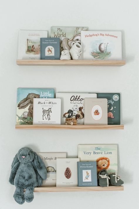 MBYD 24 Inch Floating Shelves … curated on LTK Baby Room Shelf Decor, Boy Nursery Bookshelf Ideas, Baby Nursery Bookshelf Ideas, Baby Boy Nursery Theme Ideas, Floating Bookshelves Nursery, Nursery Bookshelf Decor, Nursery Floating Shelves, Baby Book Shelf, Boy Nursery Blue