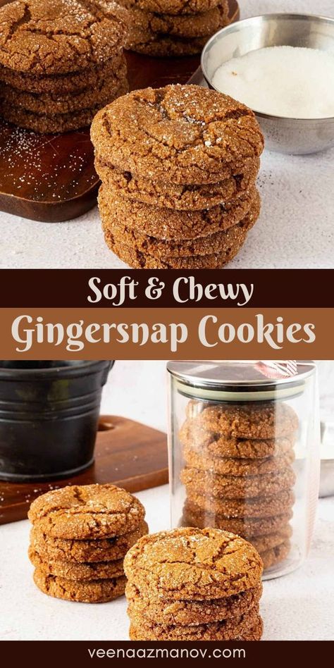 Grandmas Ginger Snap Cookies, Soft Ginger Snap Cookies, Cookies Platter, Gingersnap Cookies Chewy, Ginger Snap Cookies Recipe, Ginger Snaps Recipe, Gingersnap Cookies, Molasses Cookies, Ginger Snap Cookies