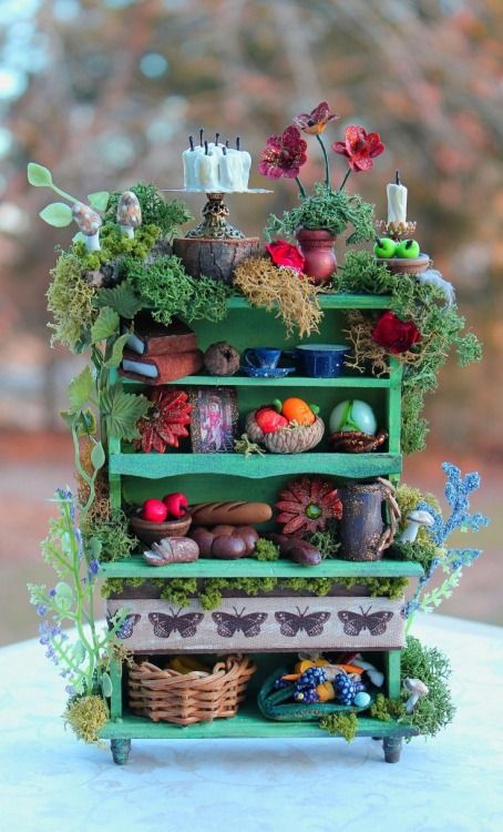 Faerie Furniture, Miniature Door, Cabinet Inspiration, Miniature Inspiration, Fairy Garden Furniture, Fairy Garden Crafts, Fairy Accessories, Fairy Furniture, Faeries Gardens