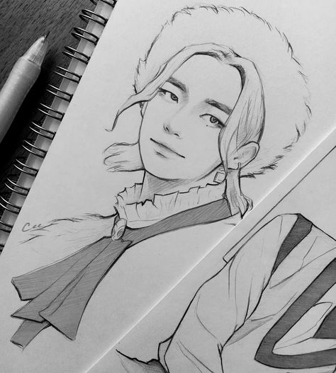 Hyunjin Drawing Easy, Straykids Drawings, Hyunjin Drawing, Draw Easy, Skz Hyunjin, Pencil Art Drawings, Sketches Easy, Cute Easy Drawings, Pencil Art