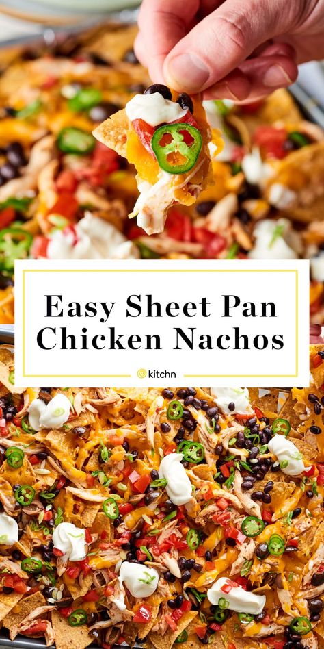 Easy Chicken Nachos Recipe, Cheesy Chicken Nachos, Easy Chicken Nachos, Easy Sheet Pan Chicken, Chicken Nachos Recipe, Nachos Recipe Easy, Sheet Pan Chicken, Chicken Nachos, Nachos Recipe