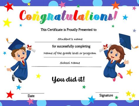 Preschool Certificate, Kindergarten Graduation Diploma, School Award Certificates, Kindergarten Graduation Certificate, Kindergarten Certificates, Preschool Certificates, Kindergarten Diploma, Preschool Diploma, Graduation Certificate Template