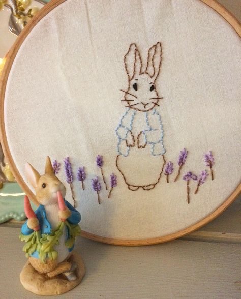 Peter rabbit embroidery 7.4.17 Peter Rabbit Embroidery Pattern, Beatrix Potter Embroidery Patterns, Peter Rabbit Embroidery Designs, Beatrix Potter Embroidery, Peter Rabbit Embroidery, Embroidery Rabbit, Historic Gardens, Embroidery Animals, Rabbit Embroidery