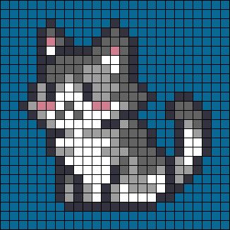 Cute Cat Perler Beads, Cat Iron Beads, Cats Alpha Pattern, Warrior Cats Pixel Art, Perler Bead Patterns Cat, Alien Alpha Pattern, Cat Pixel Art 32x32, Cat Pixel Art Grid, Cute Cat Pixel Art