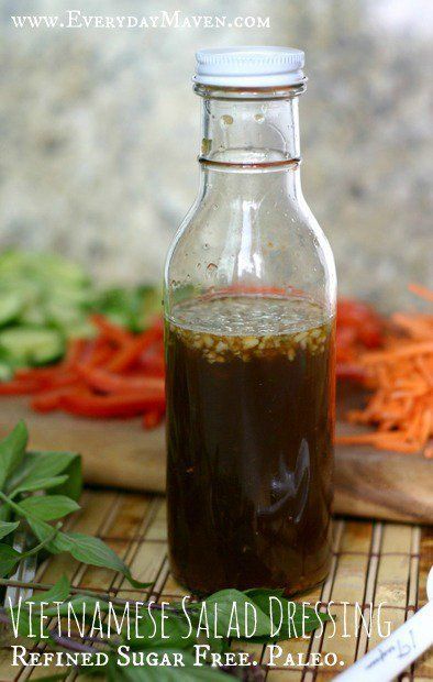 Vietnamese Salad Dressing from www.EverydayMaven.com Paleo Salad Dressing Recipes, Paleo Salad Dressing, Vietnamese Salad, Paleo Salad, Juice Coconut, Lemongrass Chicken, Paleo Side Dishes, Paleo Sides, Paleo Salads