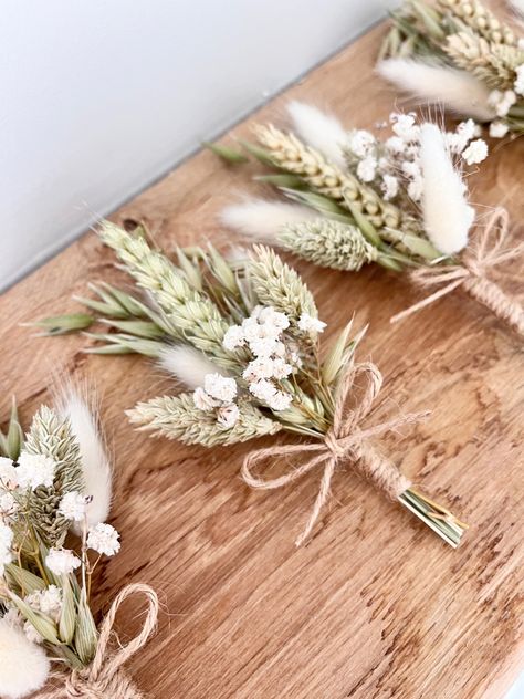 Wheat Wedding, Dried Gypsophila, Wheat Flower, Buttonhole Flowers, Dried Wheat, Button Holes Wedding, Dried Flowers Wedding, Daisy Wedding, Bunny Tails