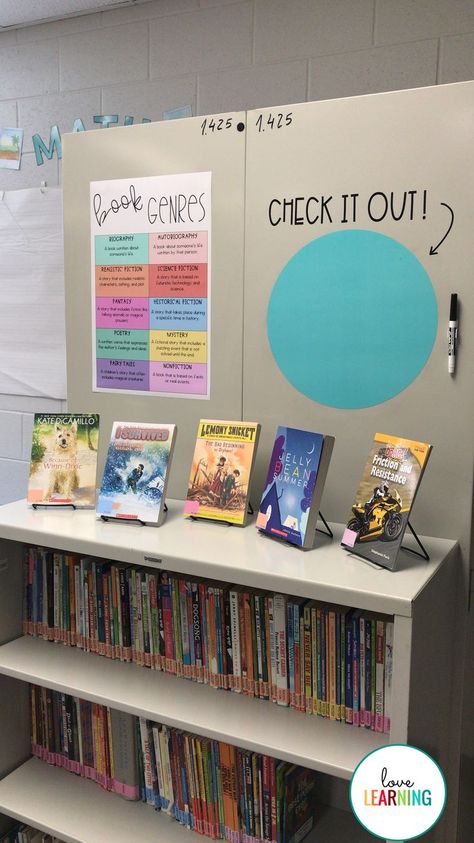 Classroom Library Labels, Classroom Library Organization, Genre Posters, Class Library, Library Organization, 5th Grade Classroom, Ela Classroom, Book Genre, 4th Grade Classroom