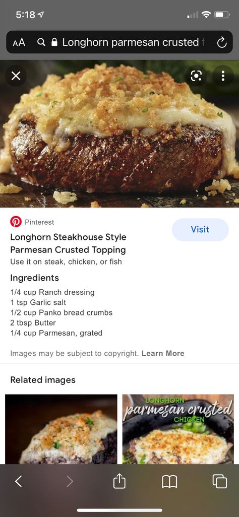 Parmesan Crusted Steak Recipe, Longhorn Parmesan Crust, Copycat Longhorn Parmesan Crusted Steak, Long Horn Steak House Recipes, Longhorn Parmesan Crusted Steak, Longhorn Recipes, Crusted Steak Recipe, Parmesan Crusted Steak, Longhorn Steakhouse Recipes