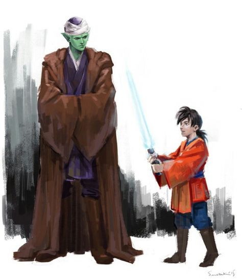 Dbz star wars Star Wars Crossover Art, Marvel And Star Wars Crossover, Star Wars Avatar Crossover, Cal Star Wars Fanart, Dbz Crossover, Pokemon Star Wars Crossover, Star Wars Crossover, Childhood Films, Star Wars Art Drawings