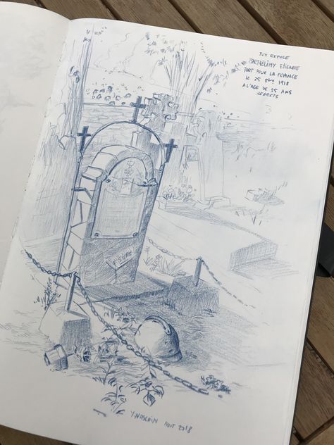 Helmet soldier on his grave since 100 years. By ynn nsln Grave Sketch, Grave Drawing, Arty Ideas, Sketchbook Ideas, Drawing Inspo, Veterans Day, Cat Drawing, Cartoon Drawings, 100 Years