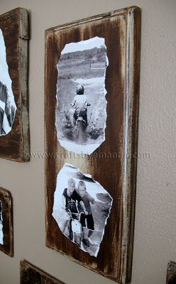 I had a bunch of scrap wood and some family photos... Picture Collage Diy, Diy Family Photos, Picture Projects, Antler Wreath, Mod Podge Crafts, Foto Transfer, Collage Diy, Collage Picture Frames, Kids Wood