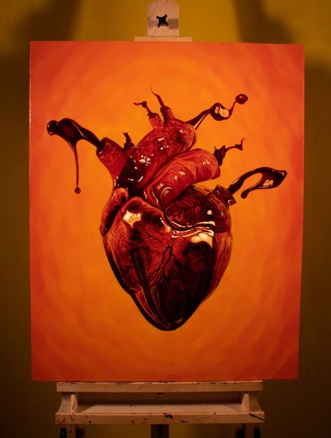 Heart On Canvas, Painting Ideas Canvas, Heart Paintings, Anatomical Heart Art, Inspo Art, Canvas Art Projects, Arte Van Gogh, Canvas Painting Ideas, Heart Painting