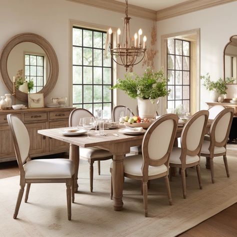 How to Create a French Country Dining Room - Girl Who Travels the World Dining Room Design French Country, French Dining Table And Chairs, French Contemporary Dining Room, Pretty Dining Rooms, French Dining Room Ideas, Modern French Country Dining Room, Formal Dining Room Table Decor, Southern Dining Room, European Dining Room