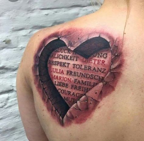 3d Heart Tattoo, Ripped Skin Tattoo, Best 3d Tattoos, Tatoo 3d, Amazing 3d Tattoos, Unique Artists, Tattoo Trend, Tattoo Zeichnungen, Tattoo Prices