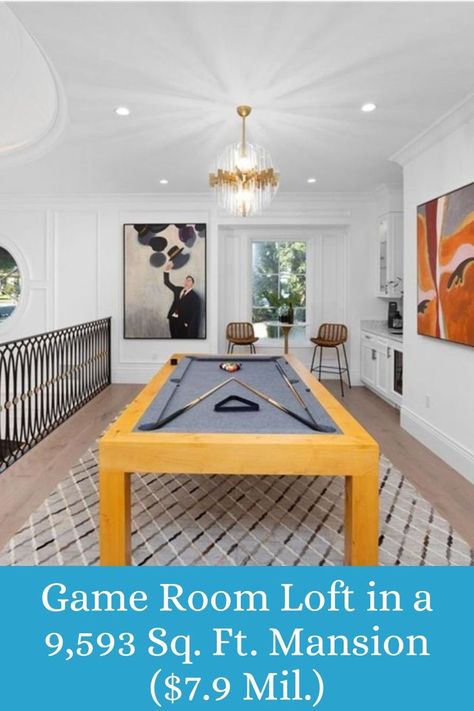 This game room loft is the ultimate hangout spot! 🎱✨ Featuring a sleek pool table 🪄, vibrant artwork 🎨, and cozy bar seating 🍹, it’s perfect for entertaining or relaxing. The open railing design 🌟 and stylish lighting 💡 add a luxurious touch to this playful yet elegant space. ���🏡 #GameRoomGoals Listing agent: Ash Rizk @ Coldwell Banker Realty Game Room Loft, Cozy Bar, Hangout Spot, Listing Agent, Bar Seating, Stylish Lighting, Railing Design, Table Modern, Coldwell Banker