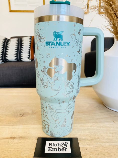 Laser Engraved Stanley Adventure Quencher 40oz tumbler  We have over 40 colors in stock! If you want a different color please send us a message.  MATTE cups will have engraving that has a matte finish and texture to the engraving. They do not engrave shiny like the regular colors. This is a Brand new 360o laser engraved Stanley 40 oz Tumbler with handle and straw lid. It has a seamless pattern. Yes, this is not a decal. It's laser engraved and will last a lifetime. Stanley recommends to hand was Engraved Stanley Cups, Stanley Adventure Quencher, 40 Oz Tumbler With Handle, Trendy Water Bottles, Stanley Adventure, Engraved Tumblers, Stanley Cups, 40 Oz Tumbler, Engraved Tumbler