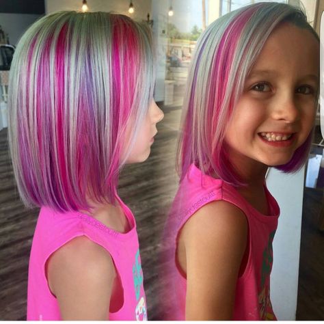 Just some lovely colors by @allydestouttt .  She is rocking a great new color Pink Hair Tips, Khloe Hair, Kids Girl Haircuts, Purple Hair Streaks, Kids Short Haircuts, Lola Hair, Pink Hair Streaks, Kids Hair Color, Jasmine Hair