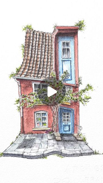 Jeff Carter, Draw And Paint, Watercolour Art, Historic Buildings, Insta Art, Watercolor Art, To Draw, Beautiful Homes, Cottage