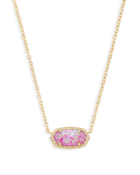 Cute Kendra Scott Necklace, Preppy Kendra Scott Necklace, Pink Opal Necklace, Pink Kendra Scott Necklace, Necklaces Kendra Scott, Preppy Items, Elisa Gold Pendant Necklace, Elisa Pendant Necklace, Kendra Scott Necklace Elisa