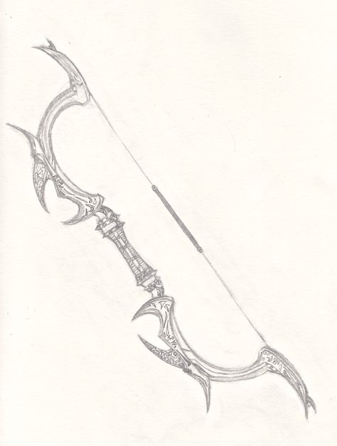 Bow N Arrow Drawing, Arrow And Bow Drawing, Archery Bow Tattoo, Bow And Arrow Drawing Reference, Skyrim Makeup, Bow Designs Archery, Bow And Arrow Sketch, Skyrim Bow, Drawing Bow And Arrow