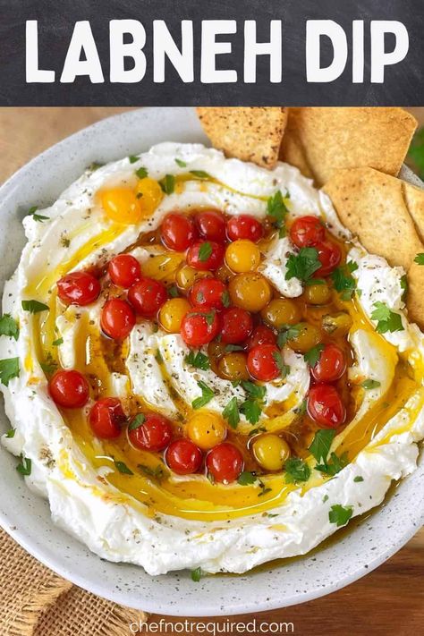 This labneh dip recipe is so easy to make at home. With sizzled tomatoes and garlic it also includes za'atar seasoning and fresh herbs. I will also show you how to make labneh yourself for this recipe and it couldn't be easier - it literally takes just 2 ingredients and time! Labneh Cheese, Labneh Recipe Ideas, Homemade Labneh, Vegan Labneh, Dill Labneh, Labneh Dip, Labneh Recipe, Fried Tomatoes, Slow Cooked Lamb