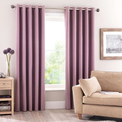 Luna Mauve Blackout Eyelet Curtains | Dunelm British Home Decor, Curtains Dunelm, Eyelet Curtains, Pleated Curtains, Lined Curtains, Blue Living Room, Blue Rooms, Curtain Patterns, Duck Egg Blue