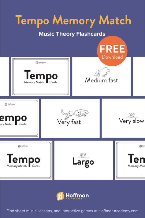 This free music card game download uses fun animal graphics to quickly reference the definitions for the most commonly used tempo terms in music. Group Piano Games, Music Class Games Kindergarten, Musical Instrument Matching Game, Elementary Music Education Games, Tempo Music, Matching Card Game, Music Theory Games, Music Terms, Music Card