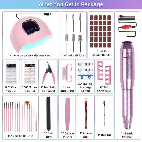 Acrylic Nail Supplies, Electric Nail Drill, Acrylic Nail Set, Electric Nail File, Nail Drills, Acrylic Nail Kit, Nail Drill Machine, Uv Nails, Manicure Kit