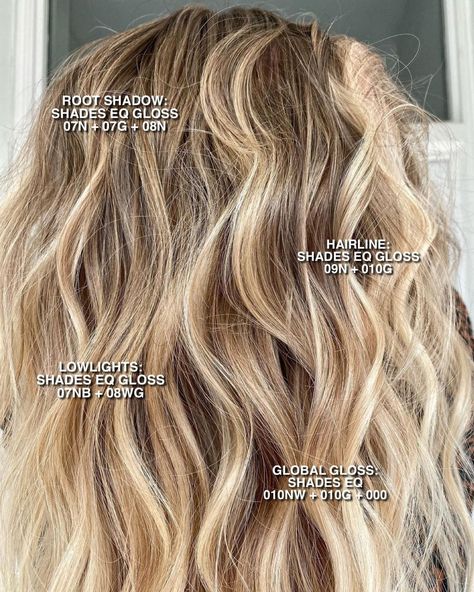 Root Shade On Blonde Hair, Honey Blonde Redken Formula, Honey Blonde Toner Formula Redken, Golden Blonde Toner Formula, Golden Shades Eq Formula, Level 7 Golden Blonde, Shades Eq Golden Blonde, Redken Honey Blonde, Golden Blonde Hair Formula Redken