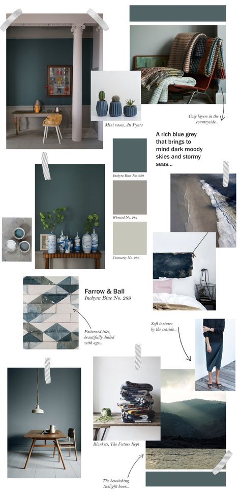 Farrow & Ball collage - Inchyra Blue Inchyra Blue Palette, Inchyra Blue Colour Palette, Inchyra Blue Hallway, Inchyra Blue Living Room, Farrow And Ball Inchyra Blue, White Worktop, Inchyra Blue, Farrow And Ball, Up House